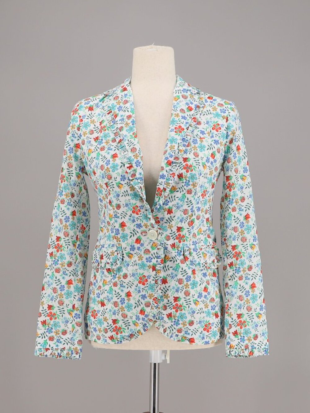 NWT J. CREW Liberty Campbell Edenham Floral Ruffle Trim Blazer Size 00